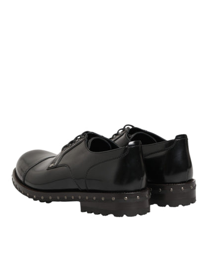 Dolce Gabbana Leren Derby Studded Schoenen Zwart Elegante