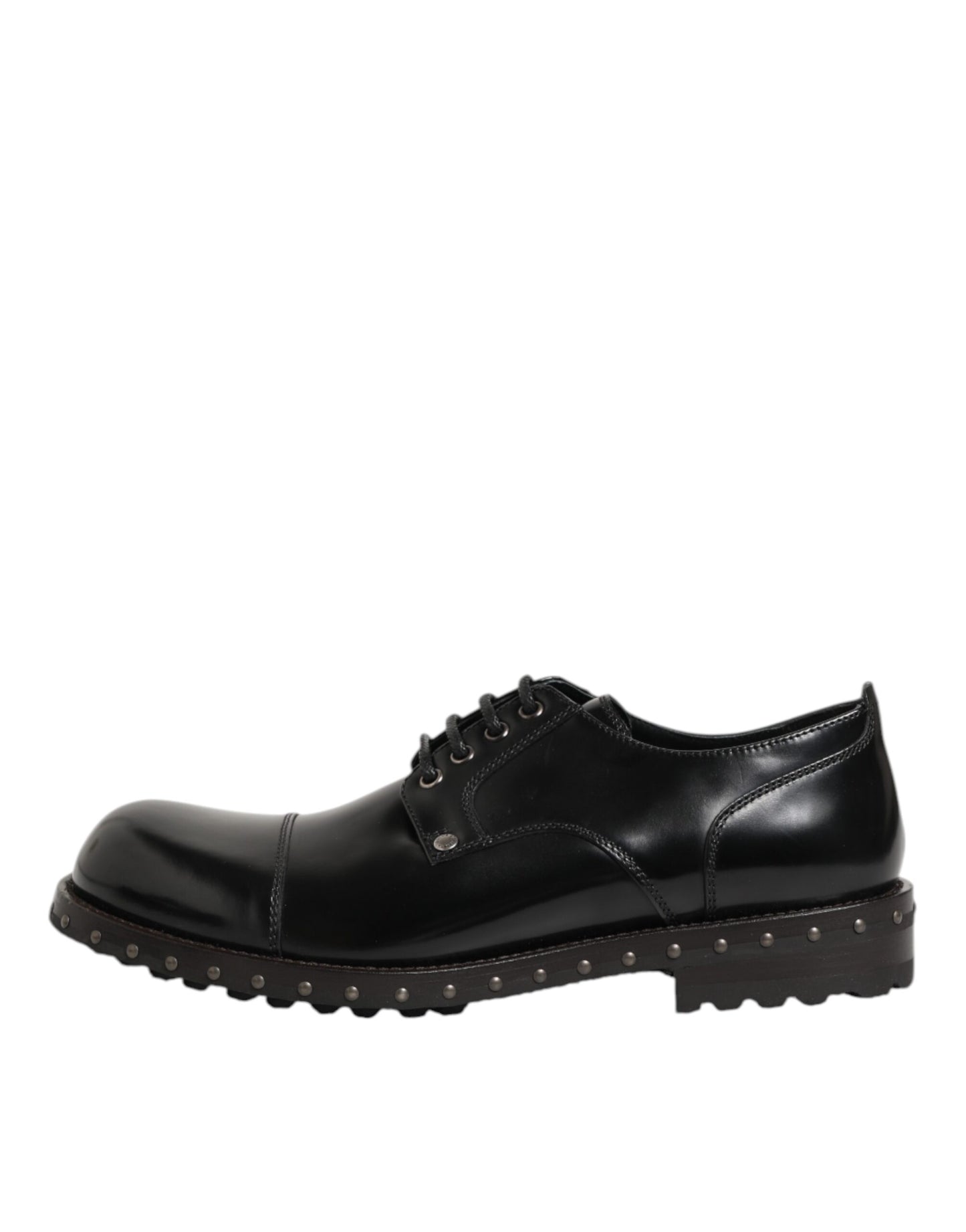 Dolce Gabbana Leren Derby Studded Schoenen Zwart Elegante