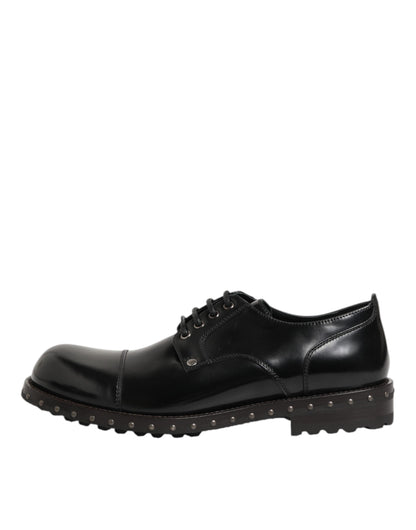 Dolce Gabbana Leren Derby Studded Schoenen Zwart Elegante