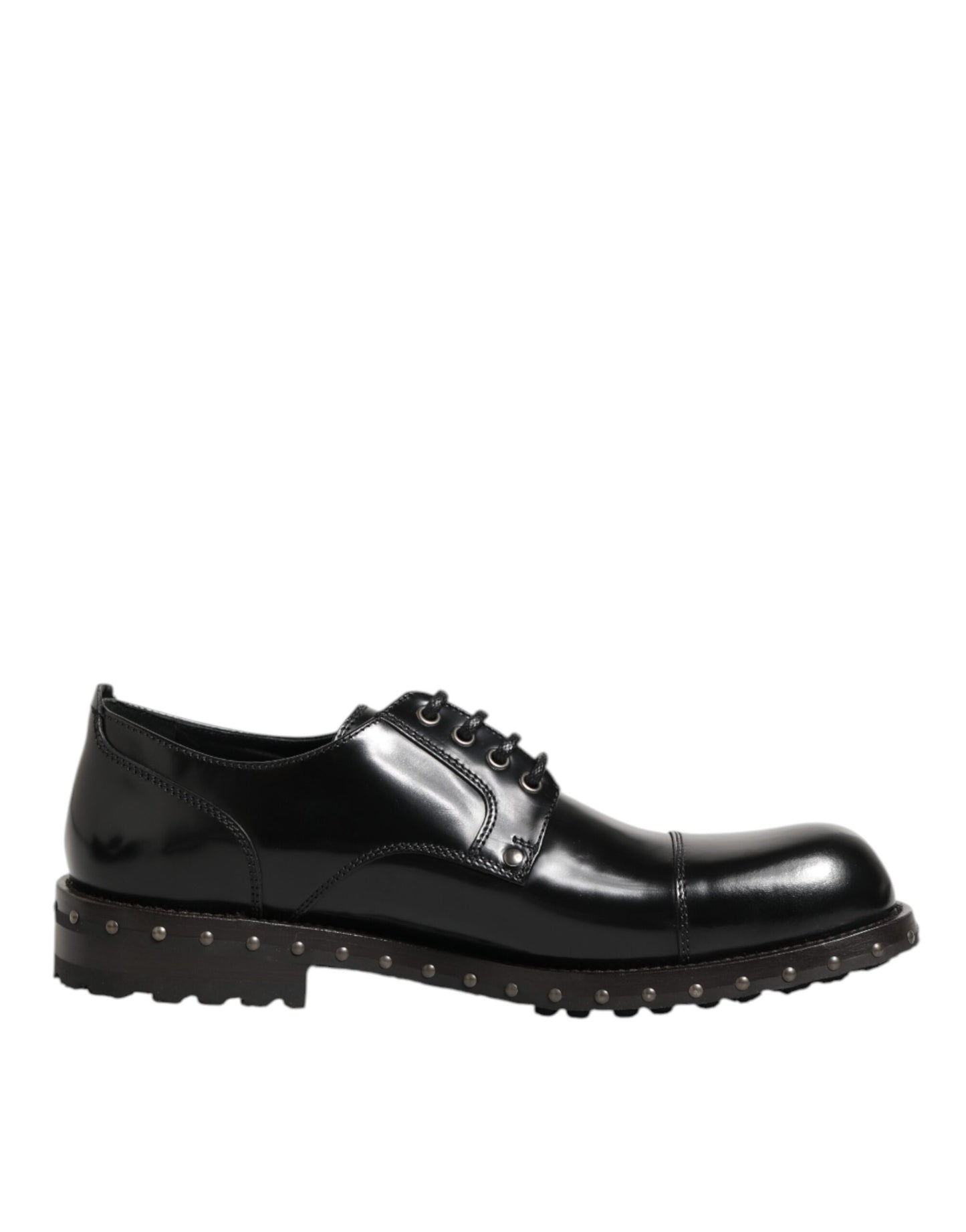 Dolce Gabbana Leren Derby Studded Schoenen Zwart Elegante