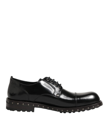 Dolce Gabbana Leren Derby Studded Schoenen Zwart Elegante