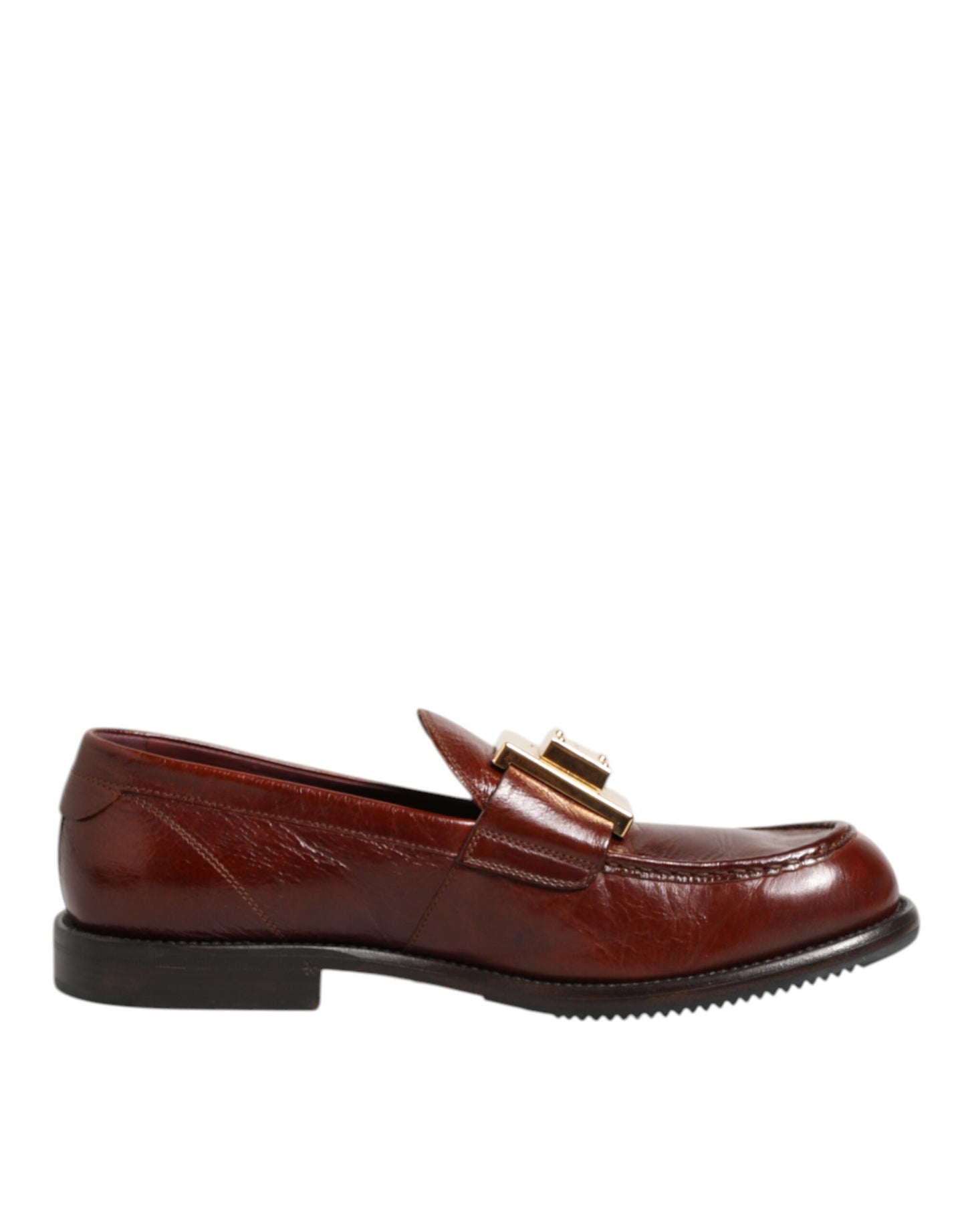 Dolce Gabbana Bruine Lederen Logo Slip On Heren Schoenen