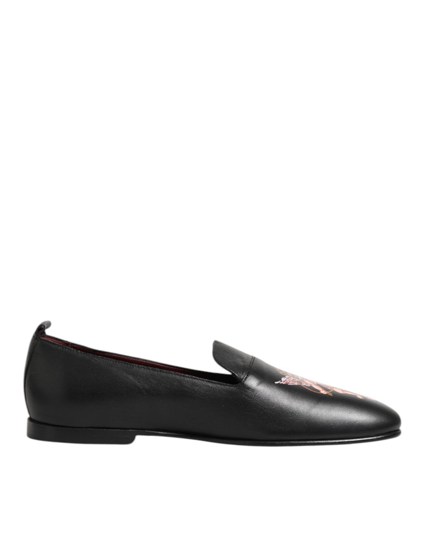 Dolce Gabbana DG Angel Elegant Leer Slip On Loafers Zwart