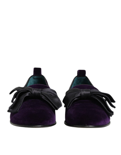 Dolce & Gabbana Paars Suède Katoenen Strik Slip On Loafers