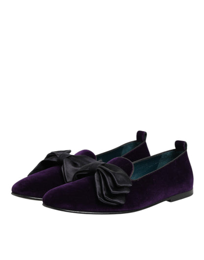 Dolce & Gabbana Paars Suède Katoenen Strik Slip On Loafers