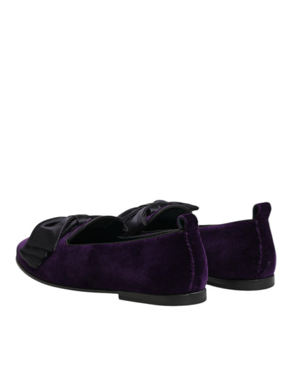 Dolce & Gabbana Paars Suède Katoenen Strik Slip On Loafers