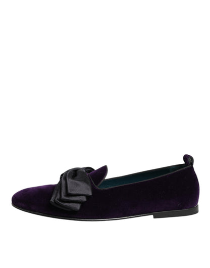Dolce & Gabbana Paars Suède Katoenen Strik Slip On Loafers