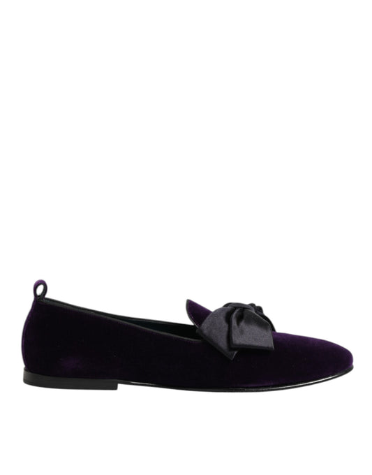Dolce & Gabbana Paars Suède Katoenen Strik Slip On Loafers