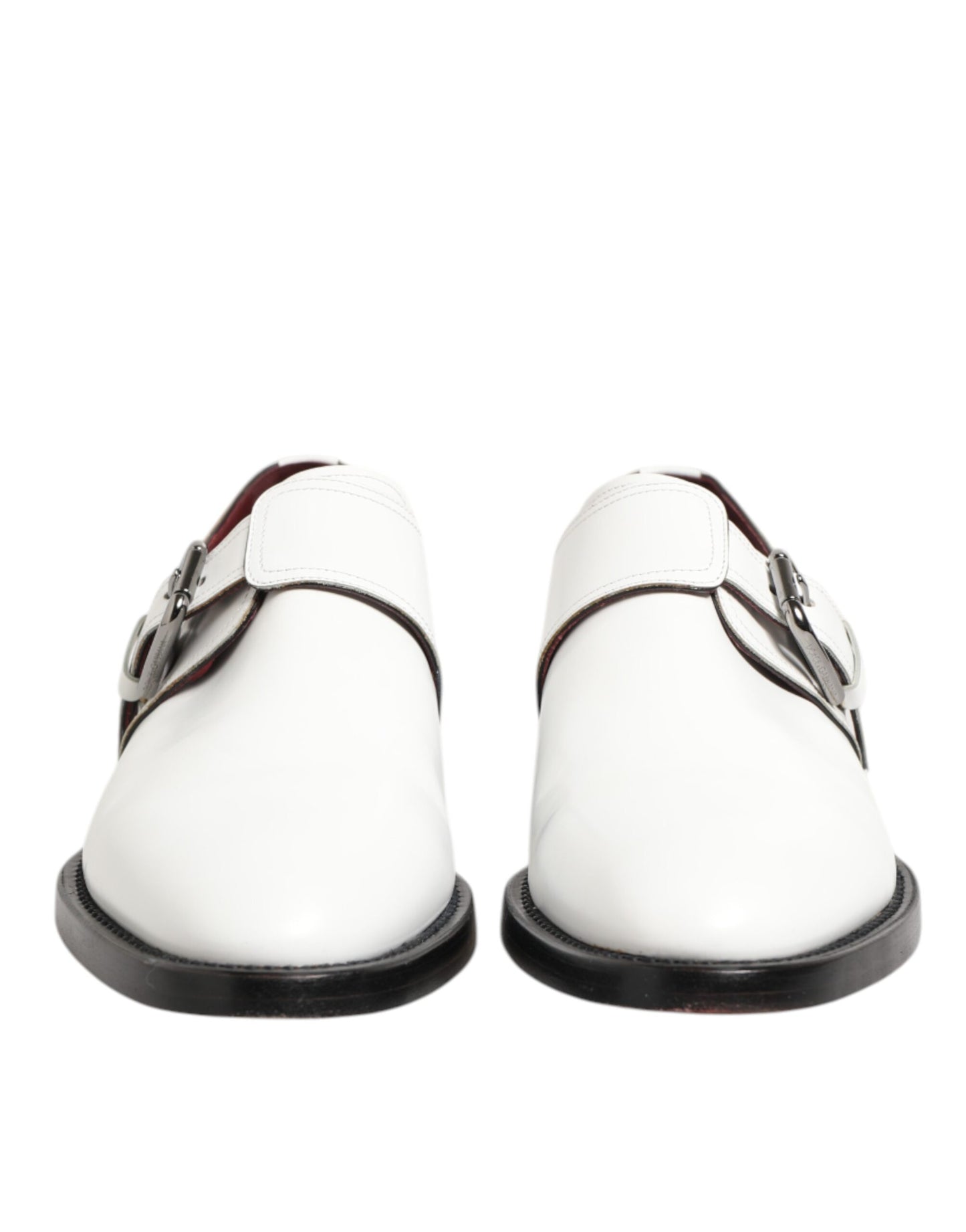 Dolce Gabbana Witte Lederen Monkstrap Derby Schoenen