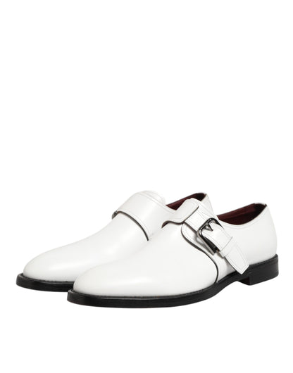 Dolce Gabbana Witte Lederen Monkstrap Derby Schoenen