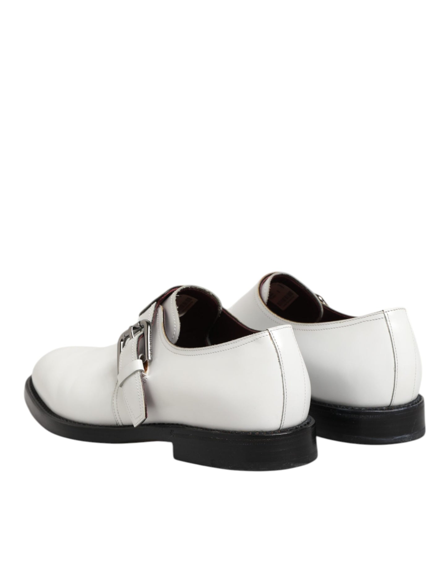 Dolce Gabbana Witte Lederen Monkstrap Derby Schoenen