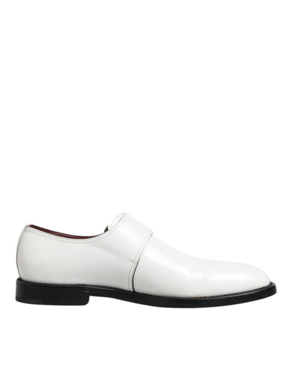 Dolce Gabbana Witte Lederen Monkstrap Derby Schoenen