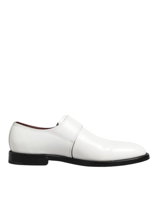 Dolce Gabbana Witte Lederen Monkstrap Derby Schoenen