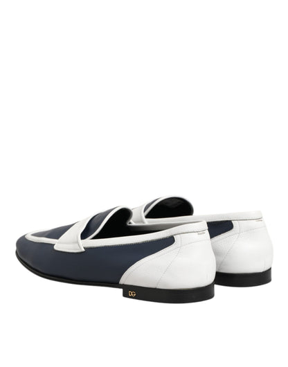 Dolce & Gabbana Slip On Loafers Lederen – Wit Blauw
