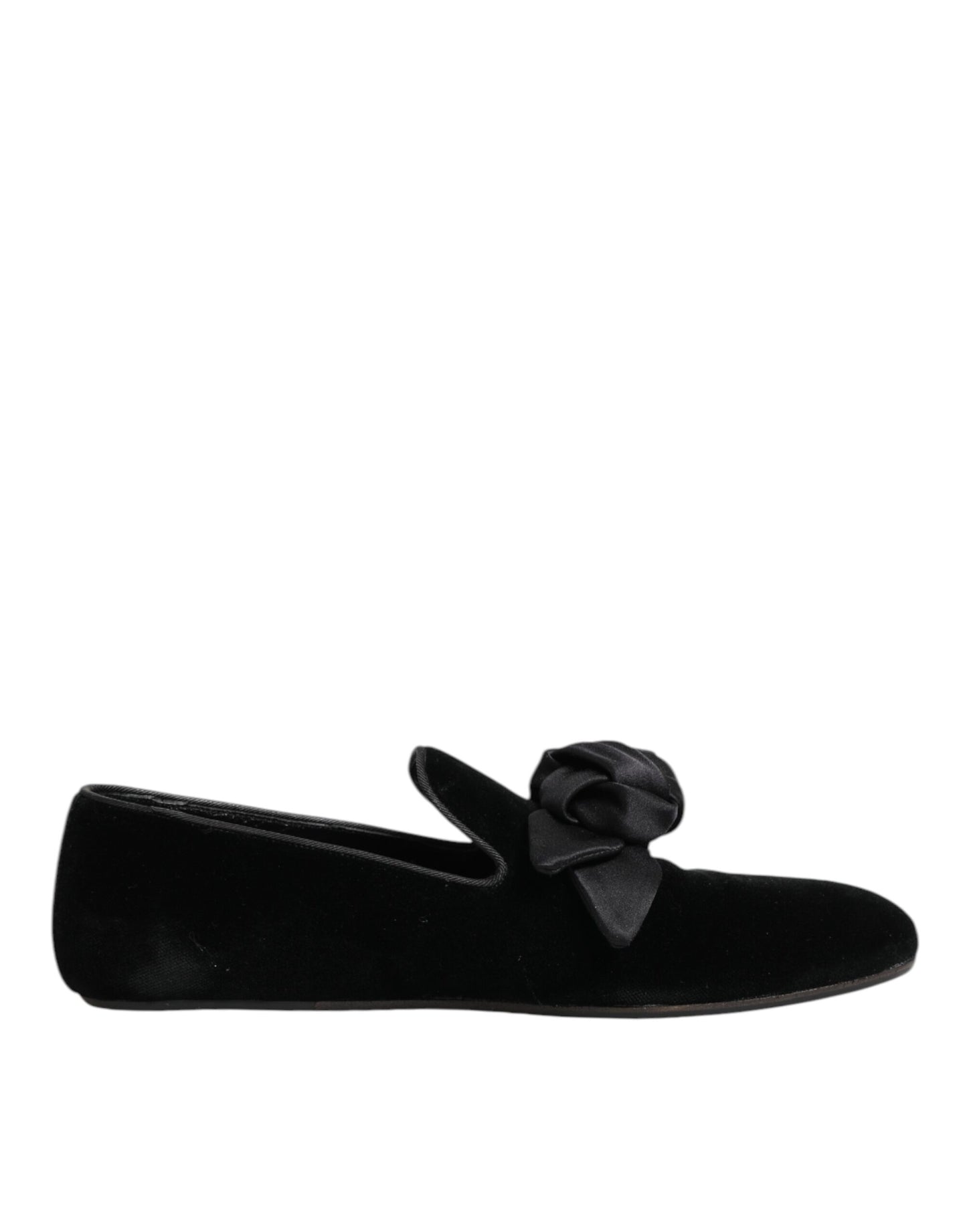 Dolce Gabbana Loafers Slip On Zwart Suede Katoenen Roos