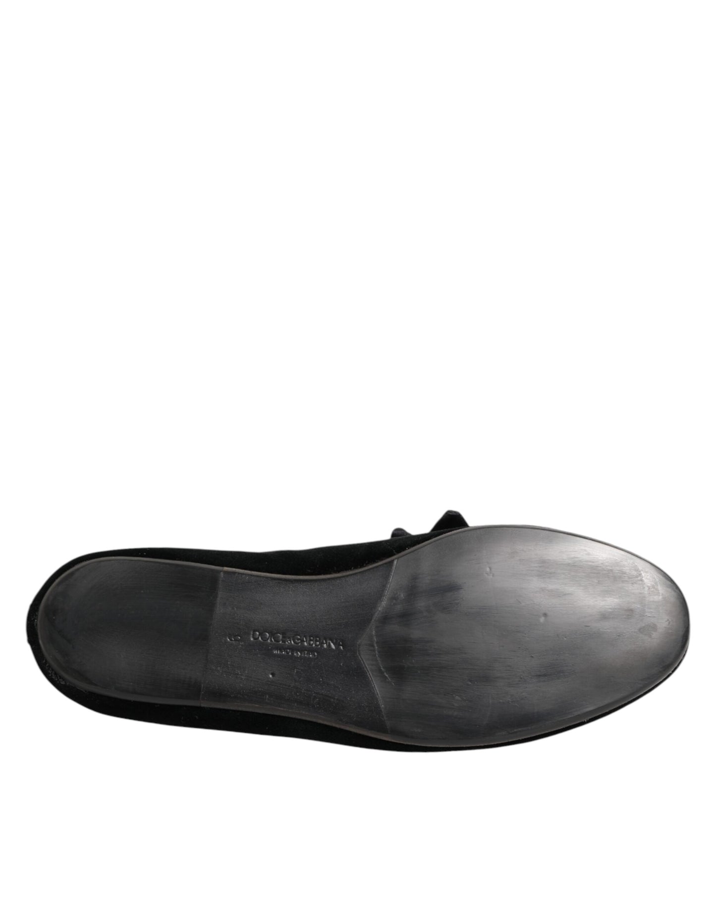 Dolce Gabbana Loafers Slip On Zwart Suede Katoenen Roos