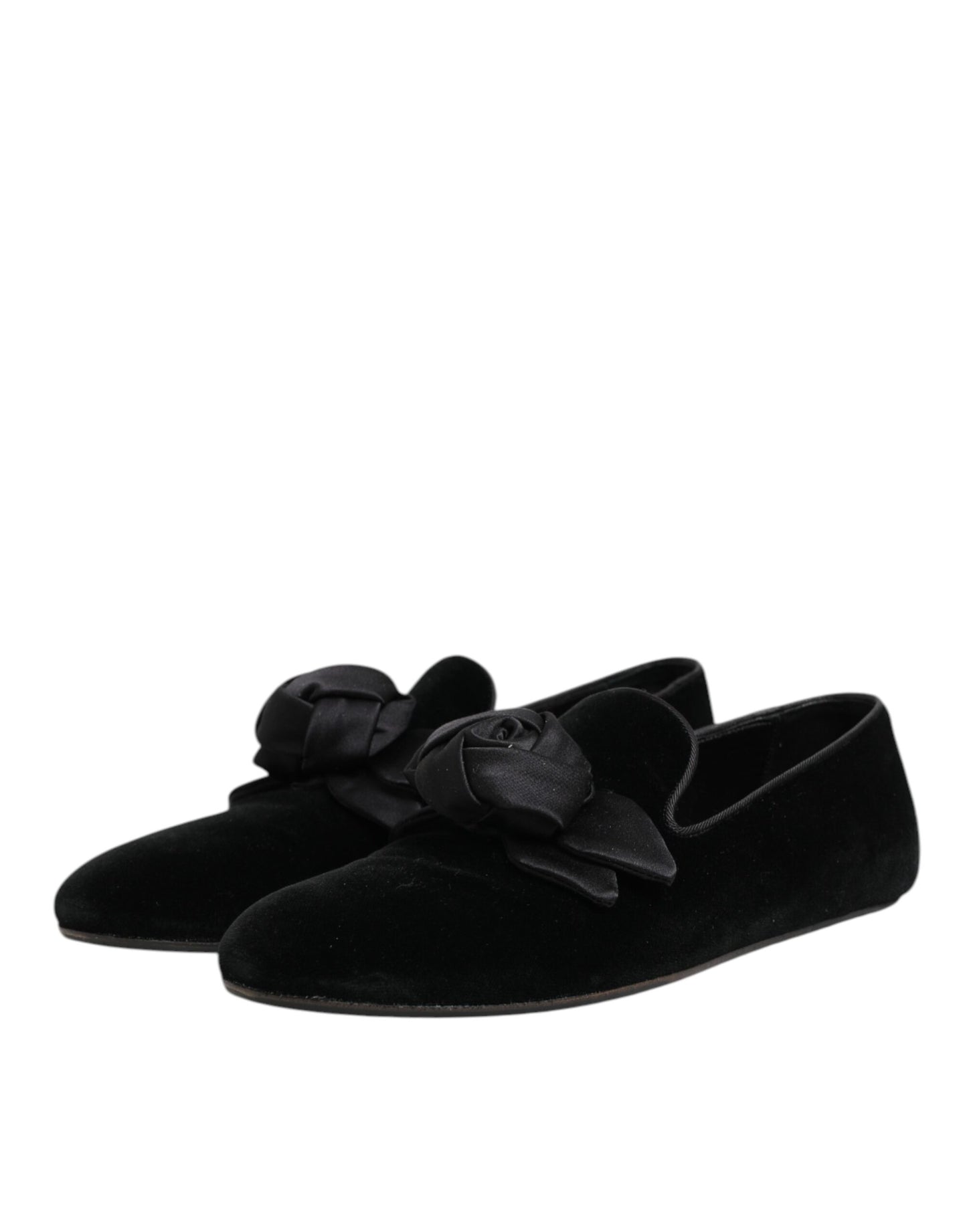 Dolce Gabbana Loafers Slip On Zwart Suede Katoenen Roos