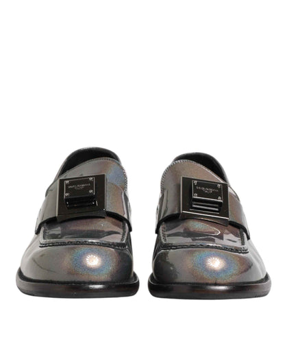 Dolce Gabbana Logo Slip On Metaalachtig Schoenen Zilver