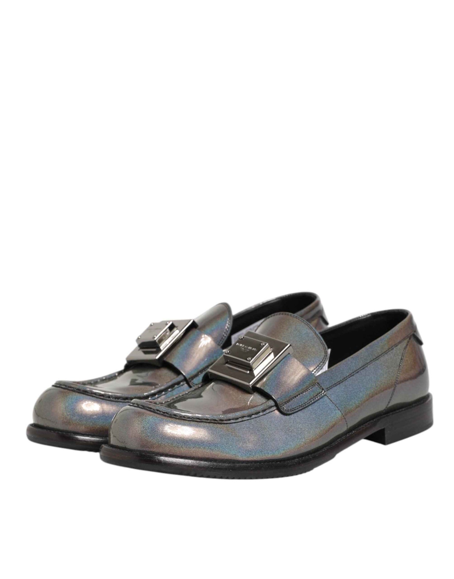 Dolce Gabbana Logo Slip On Metaalachtig Schoenen Zilver