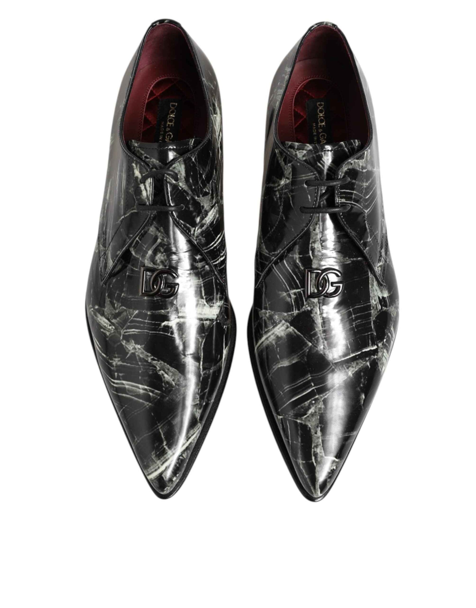 Dolce & Gabbana Marmerpatroon Derby Leer Veters - Multicolor