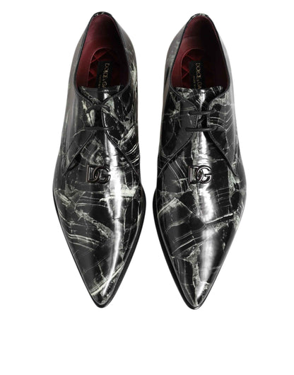 Dolce & Gabbana Marmerpatroon Derby Leer Veters - Multicolor