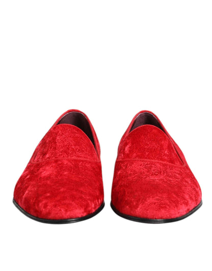 Dolce & Gabbana Rode Jacquard Loafers – Rode Formele Heren