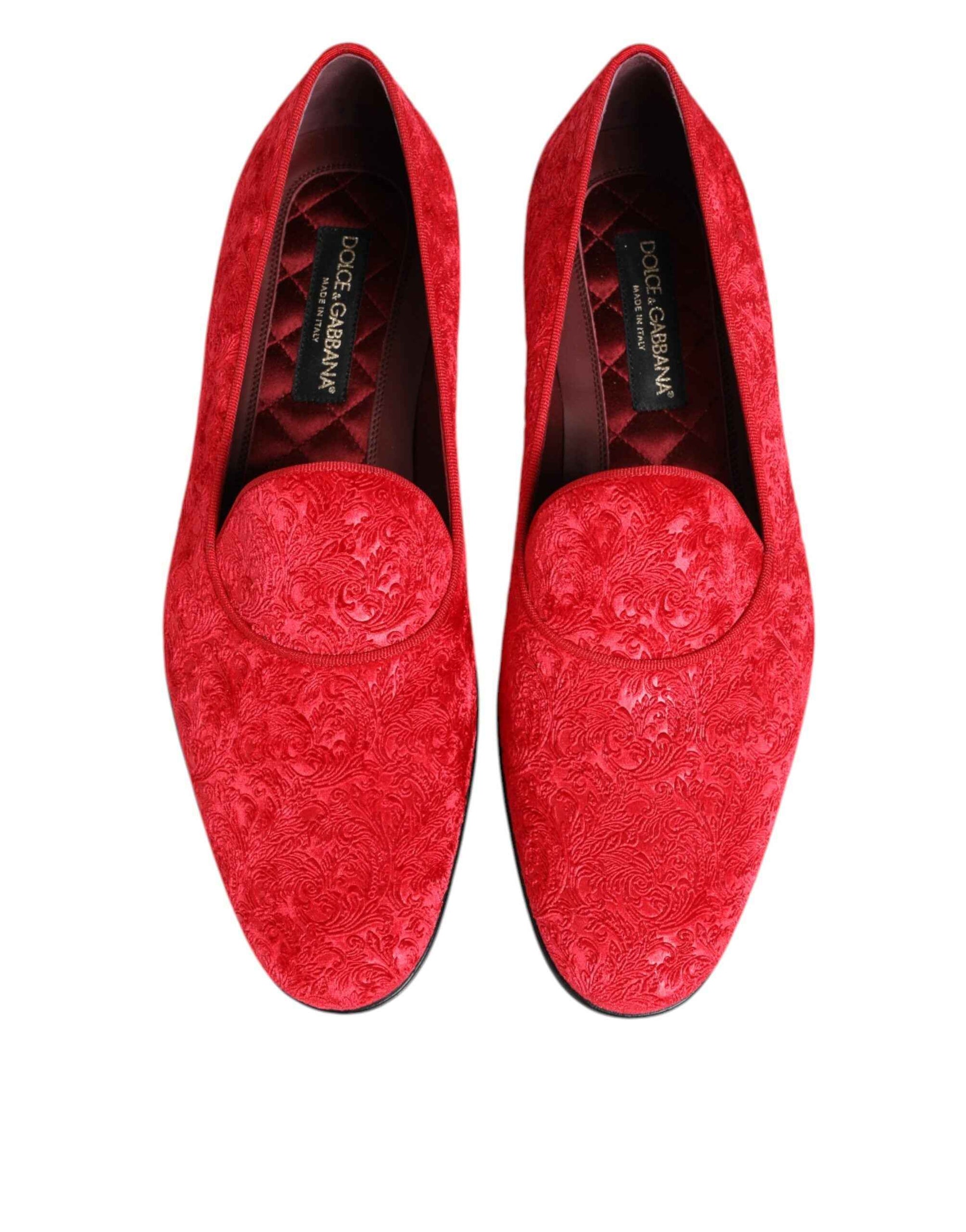 Dolce & Gabbana Rode Jacquard Loafers – Rode Formele Heren