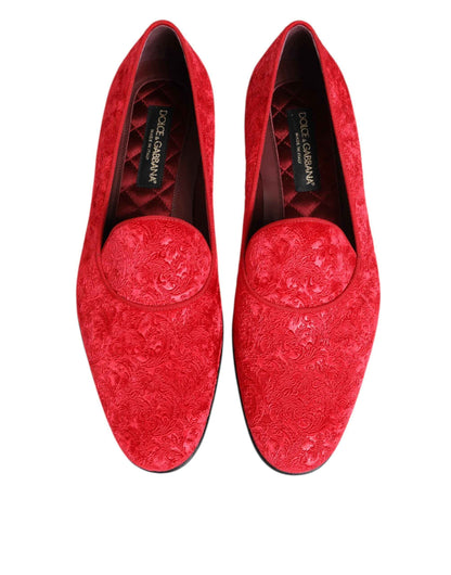 Dolce & Gabbana Rode Jacquard Loafers – Rode Formele Heren