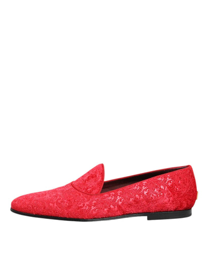 Dolce & Gabbana Rode Jacquard Loafers – Rode Formele Heren