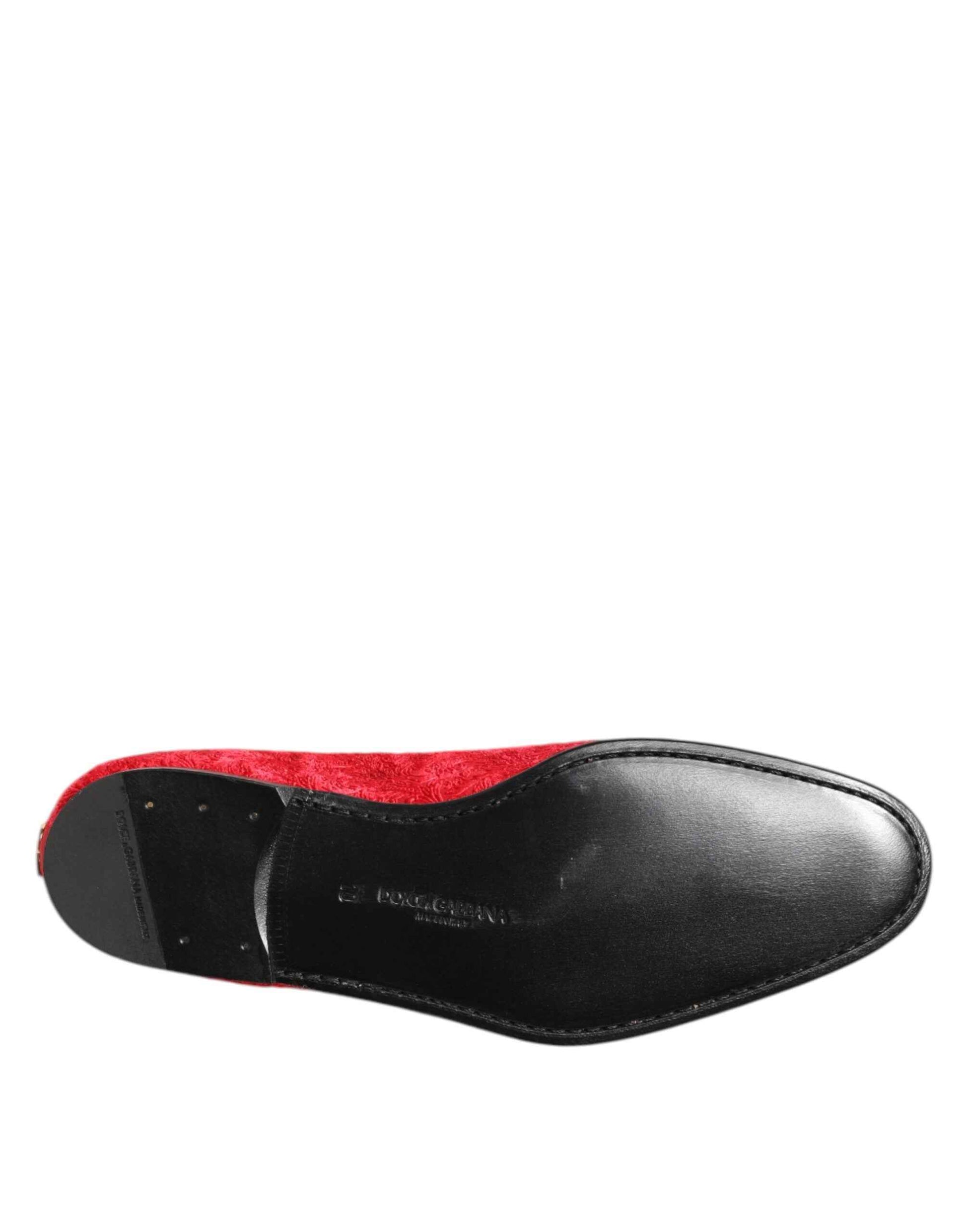 Dolce & Gabbana Rode Jacquard Loafers – Rode Formele Heren