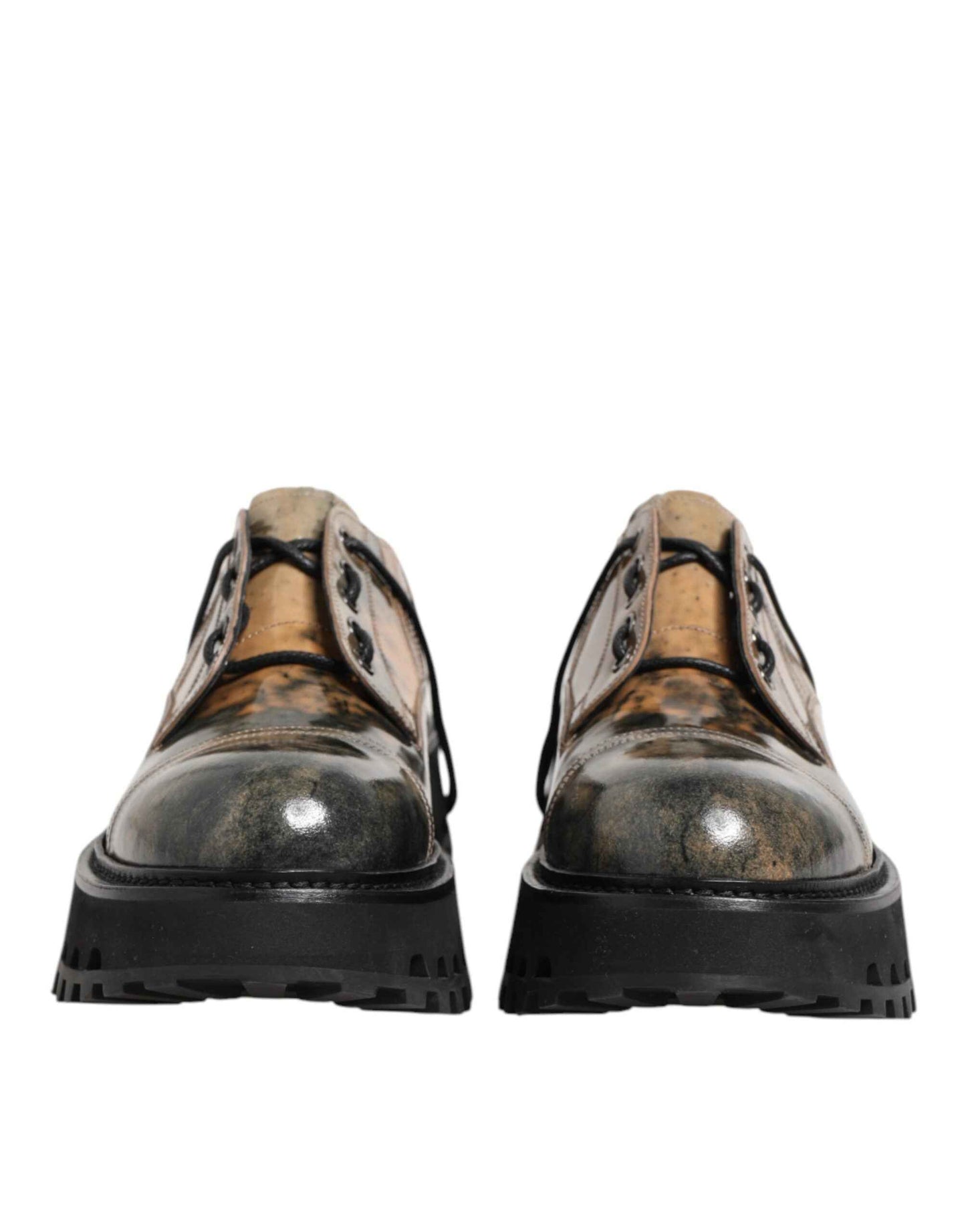 Dolce & Gabbana Lace Up Derby Leren Schoenen - Bruin/Grijs