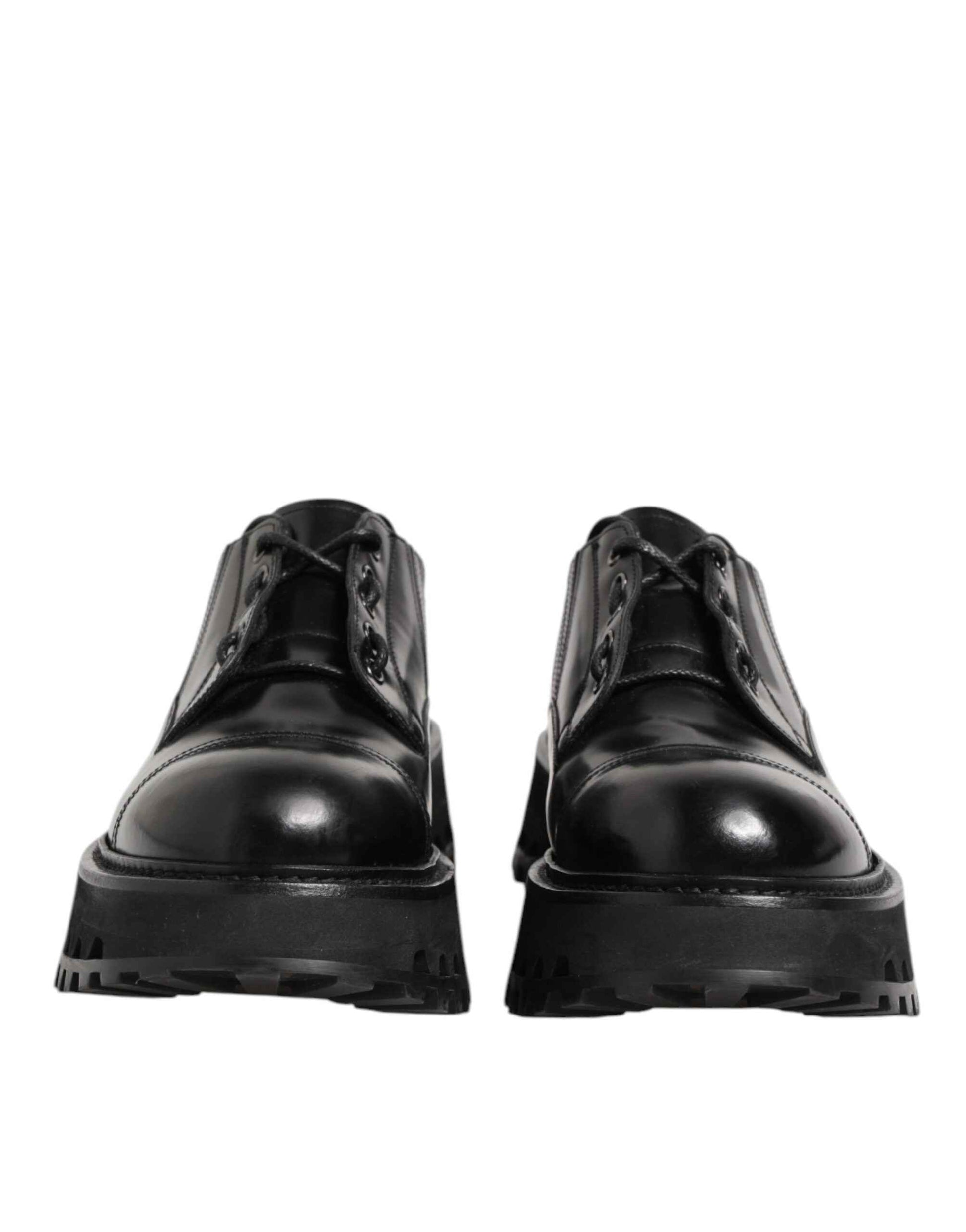 Dolce & Gabbana Lace Up Derby Leren Schoenen – Zwart