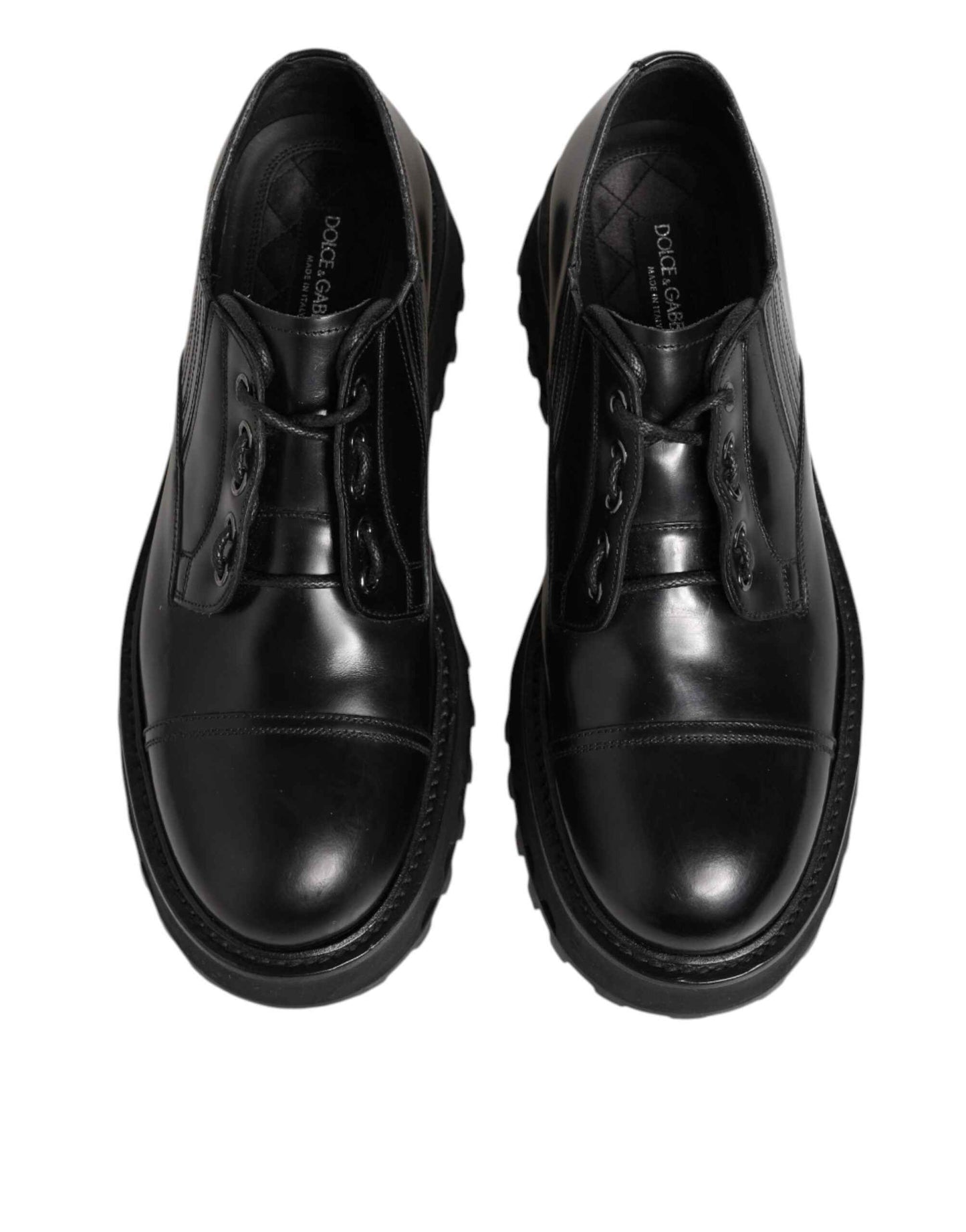 Dolce & Gabbana Lace Up Derby Leren Schoenen – Zwart