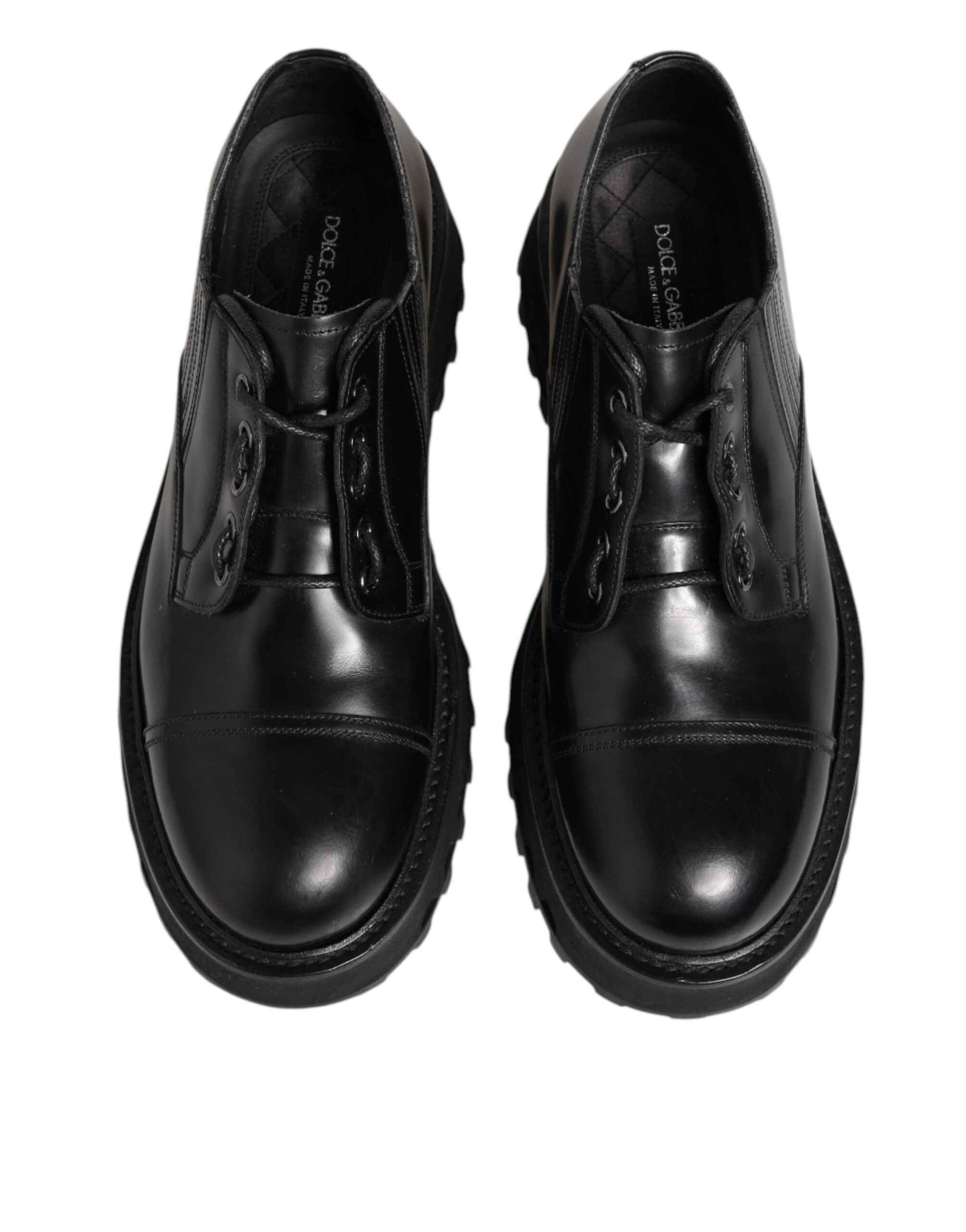 Dolce & Gabbana Lace Up Derby Leren Schoenen – Zwart