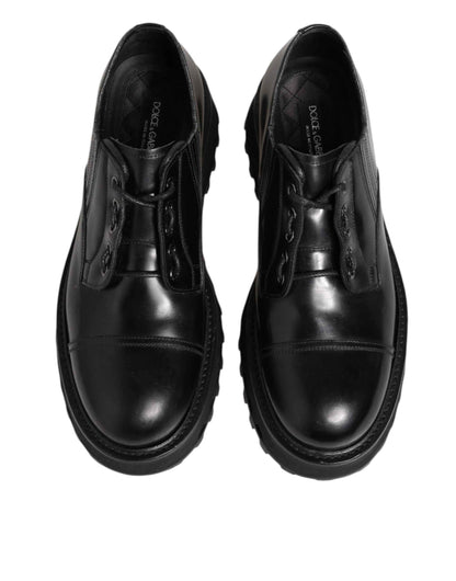 Dolce & Gabbana Lace Up Derby Leren Schoenen – Zwart