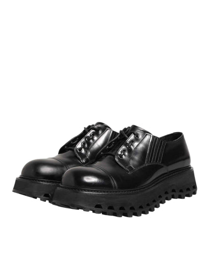 Dolce & Gabbana Lace Up Derby Leren Schoenen – Zwart