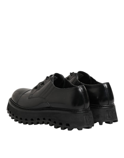 Dolce & Gabbana Lace Up Derby Leren Schoenen – Zwart