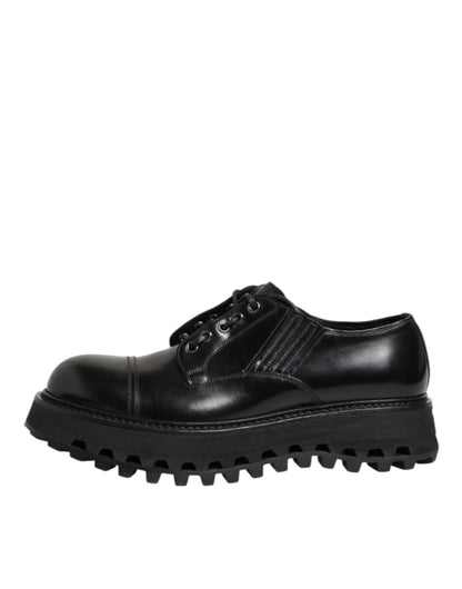 Dolce & Gabbana Lace Up Derby Leren Schoenen – Zwart