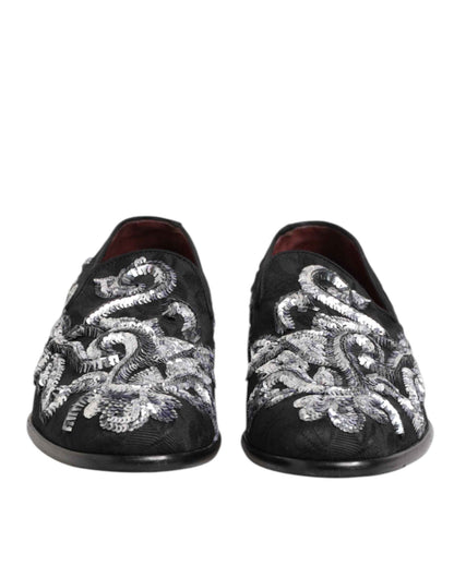 Dolce & Gabbana Glinsterende Loafers Zwart Zilver Heren
