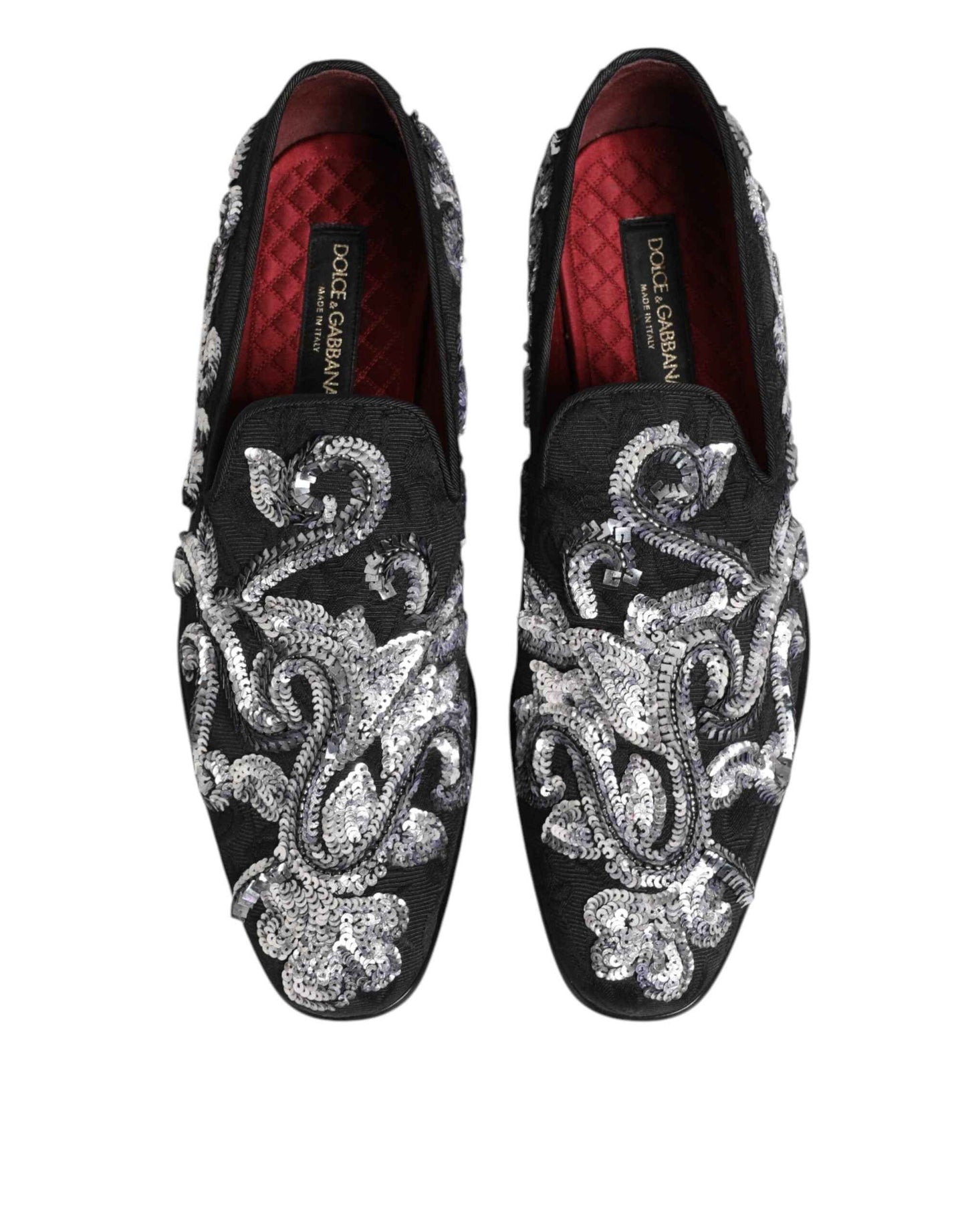 Dolce & Gabbana Glinsterende Loafers Zwart Zilver Heren