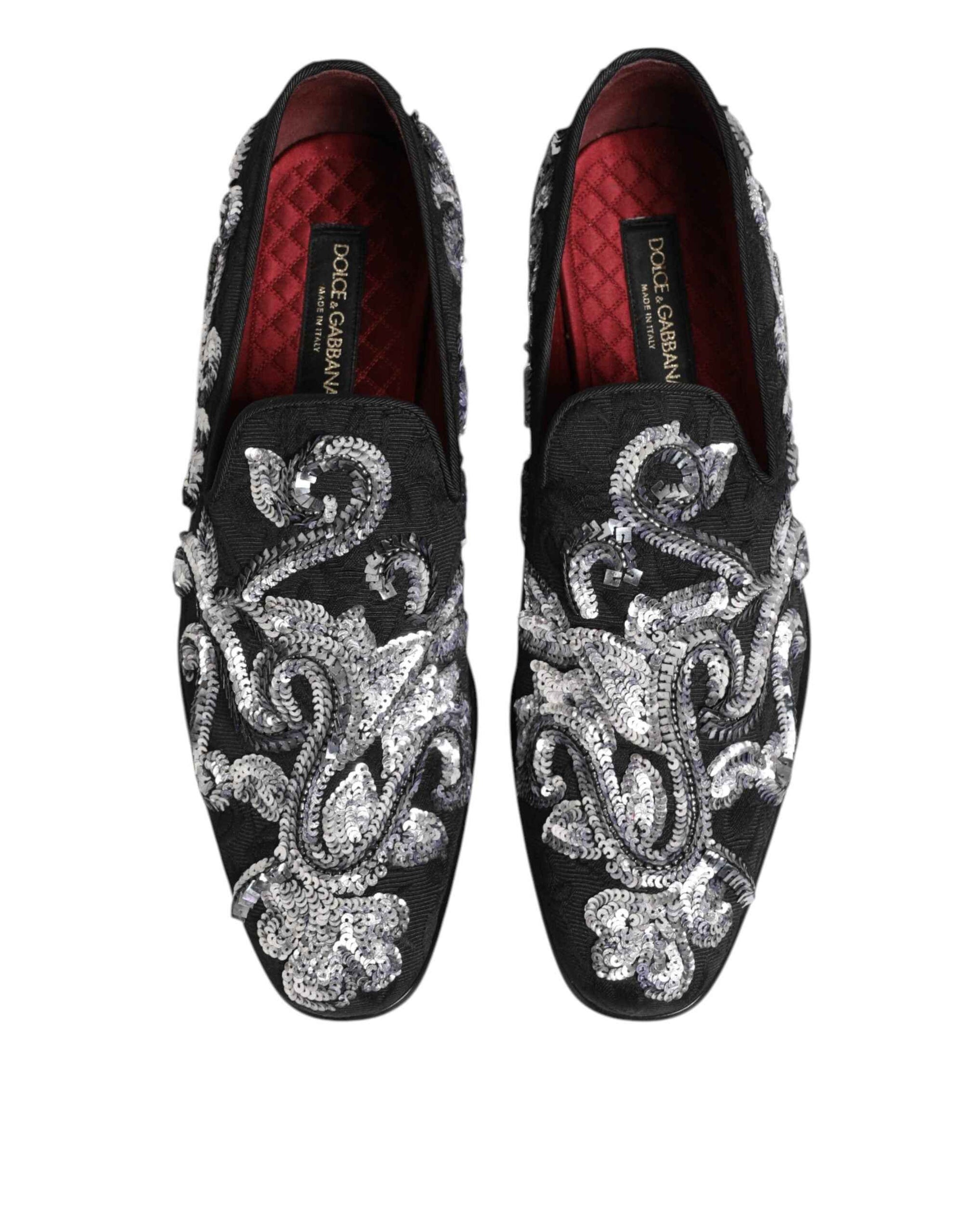 Dolce & Gabbana Glinsterende Loafers Zwart Zilver Heren
