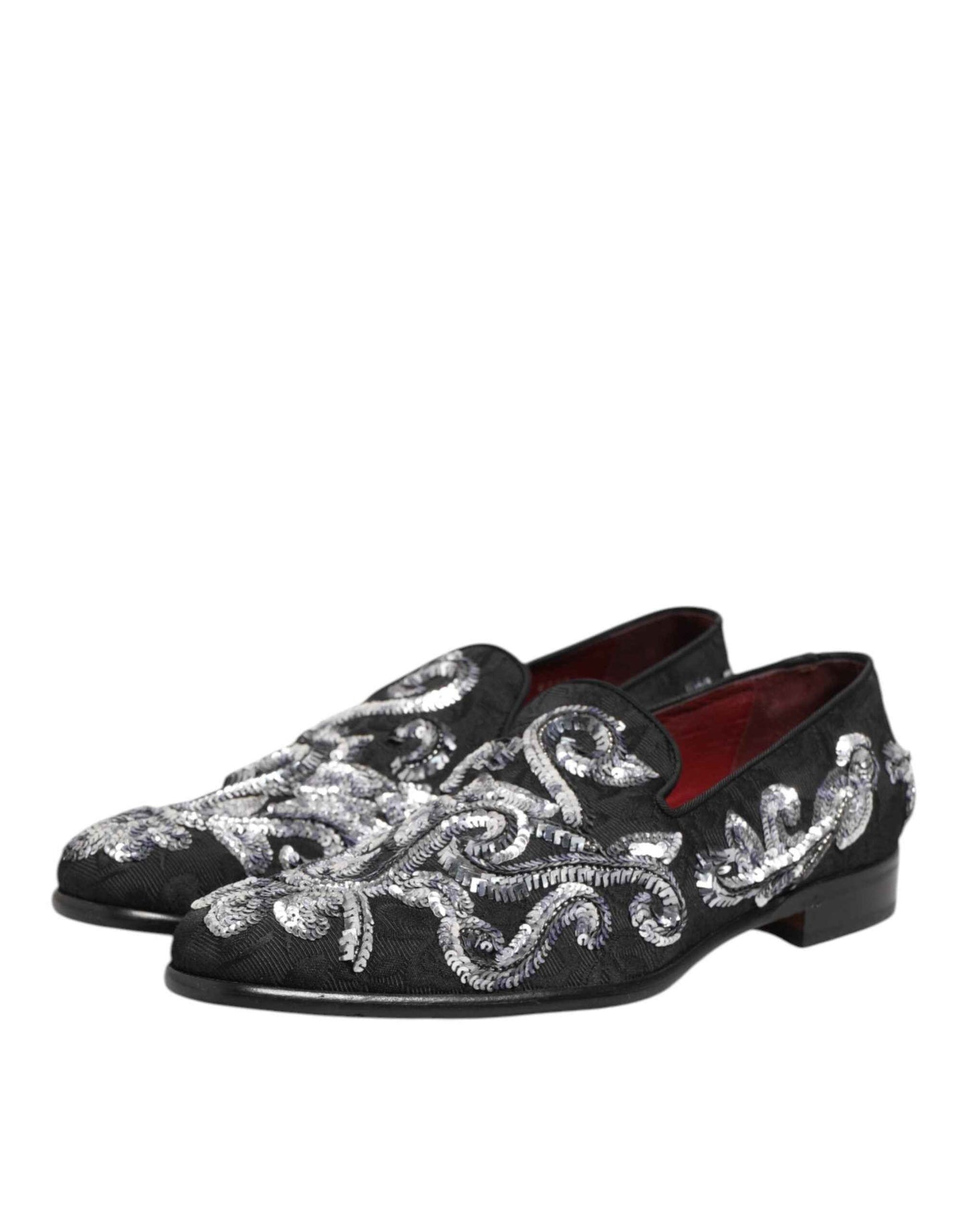 Dolce & Gabbana Glinsterende Loafers Zwart Zilver Heren
