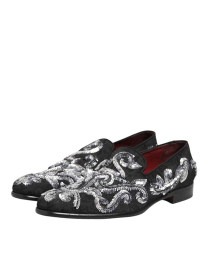 Dolce & Gabbana Glinsterende Loafers Zwart Zilver Heren