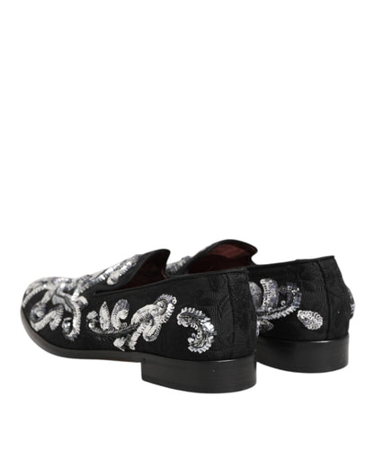 Dolce & Gabbana Glinsterende Loafers Zwart Zilver Heren