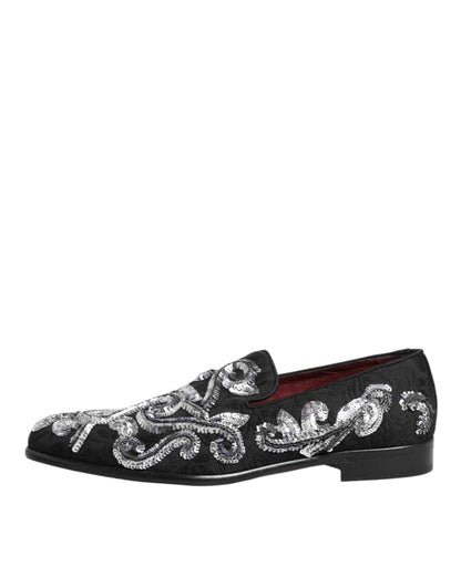 Dolce & Gabbana Glinsterende Loafers Zwart Zilver Heren