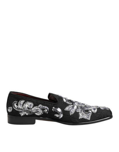 Dolce & Gabbana Glinsterende Loafers Zwart Zilver Heren