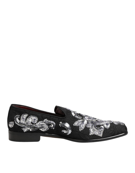 Dolce & Gabbana Glinsterende Loafers Zwart Zilver Heren