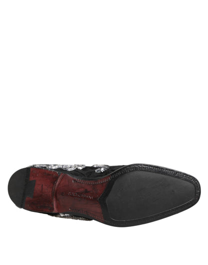 Dolce & Gabbana Glinsterende Loafers Zwart Zilver Heren