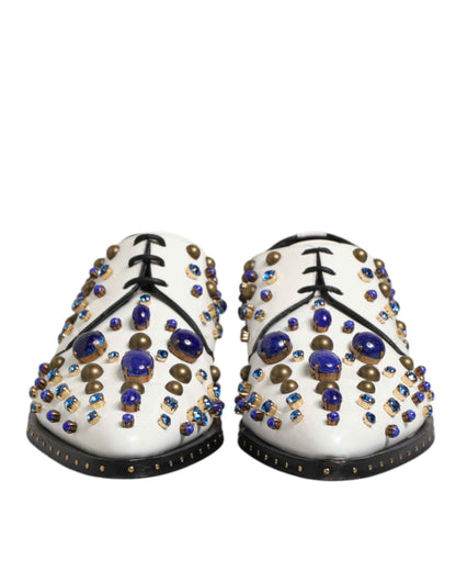 Dolce & Gabbana Witte Lederen Dress Shoes - Kristallen