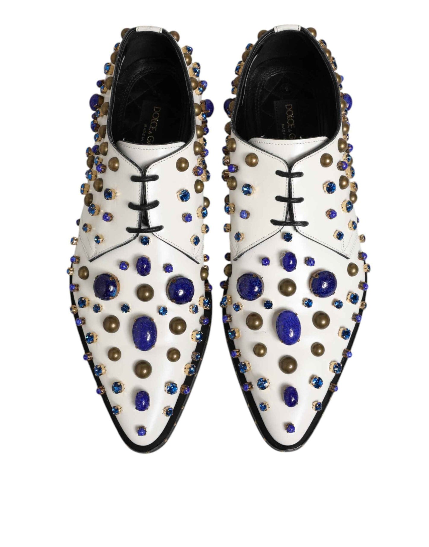 Dolce & Gabbana Witte Lederen Dress Shoes - Kristallen